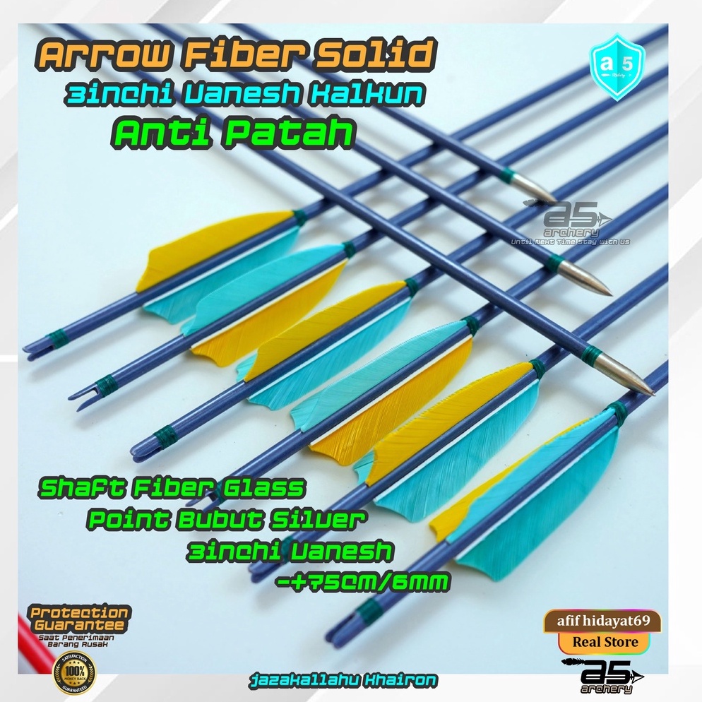 Banyak Stok Arrow Anti Patah Fiber Pancing Bulu Kalkun 3 inchi import Uk. 6mm 741♘
