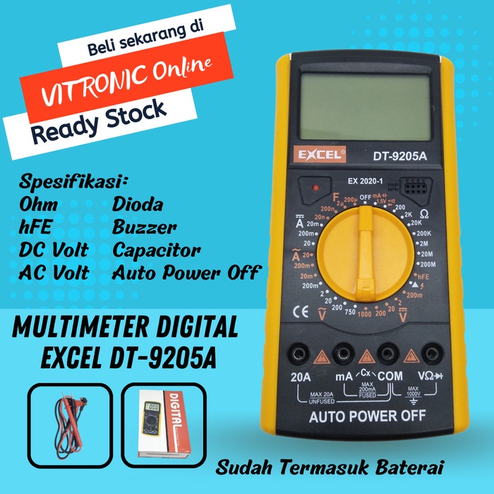 PROMO MULTIMETER DIGITAL EXCEL DT-9205A MULTITESTER DT 9205A TESTER 9205 TERBARU