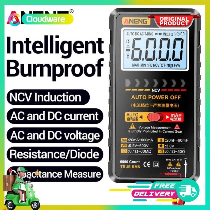 Terlaris Digital Multimeter Multitester Voltage Tester Aneng M119 - Hitam