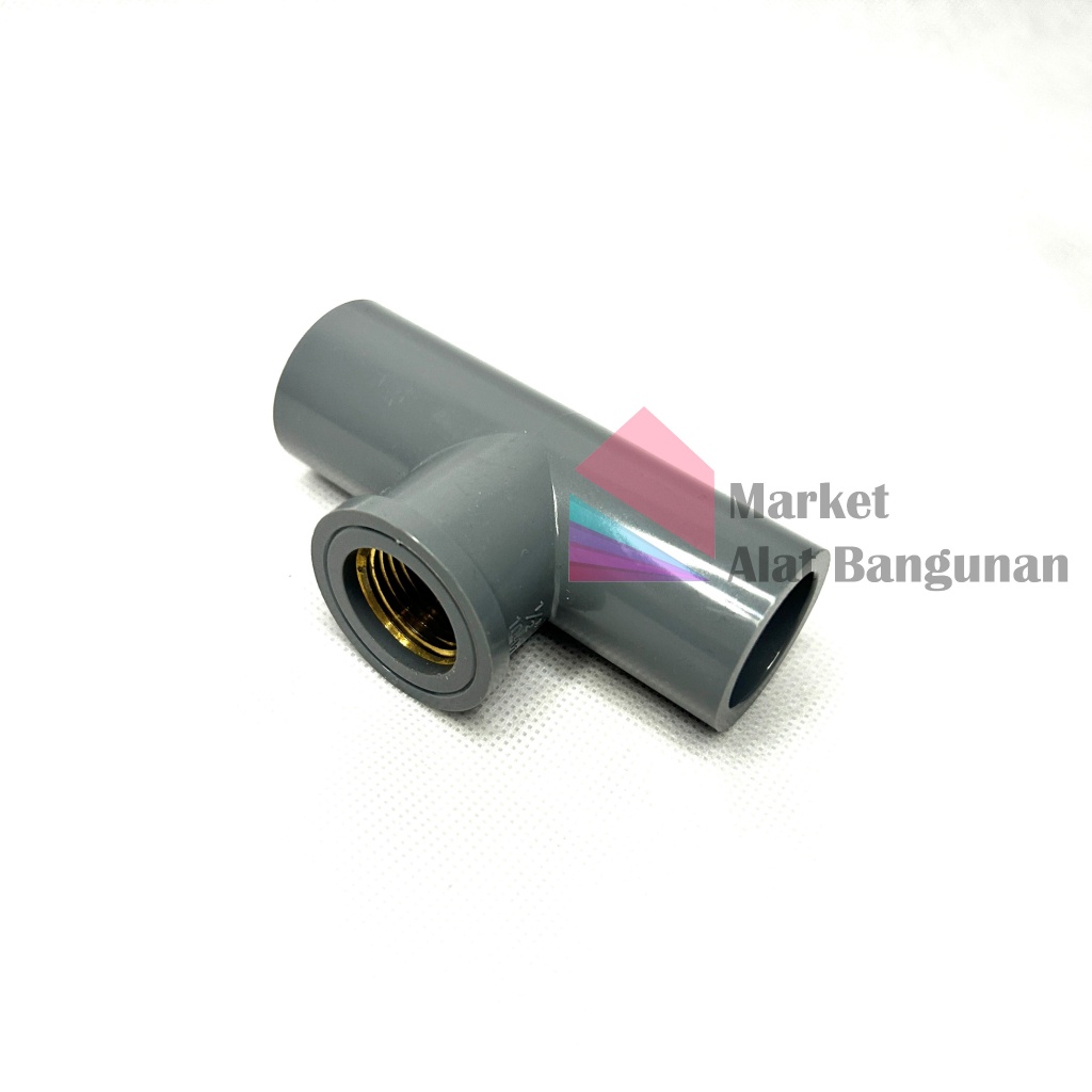 TEE DRAT DALAM KUNINGAN 1/2 AW PVC RUCIKA / T DRAT DALAM KUNING 1/2 INCI RUCIKA / SAMBUNGAN TEE 1/2