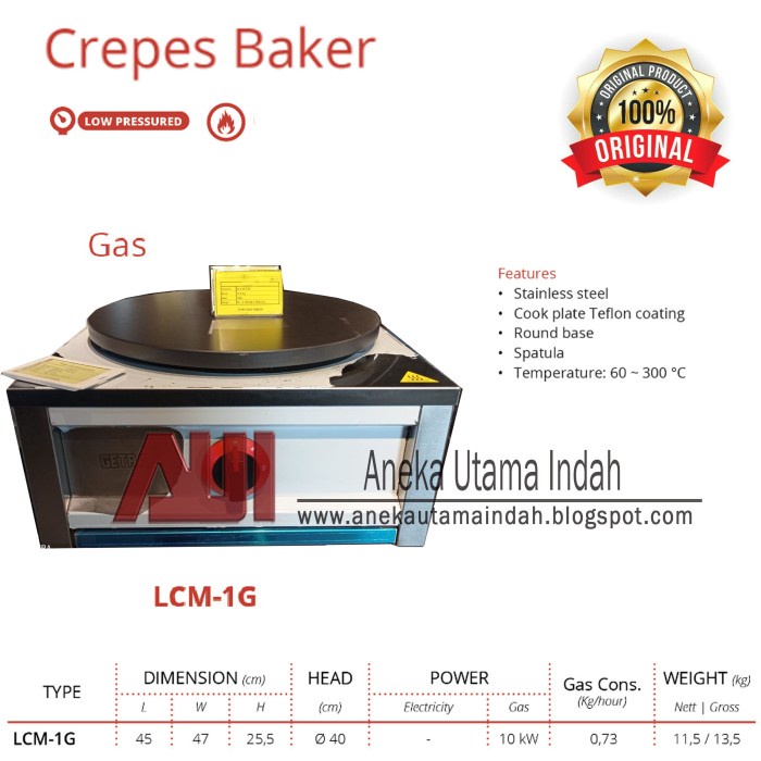Best Seller Getra Gas Crepes Maker / Pembuat Crepes/ Gcm-410R/ Murah/Promo