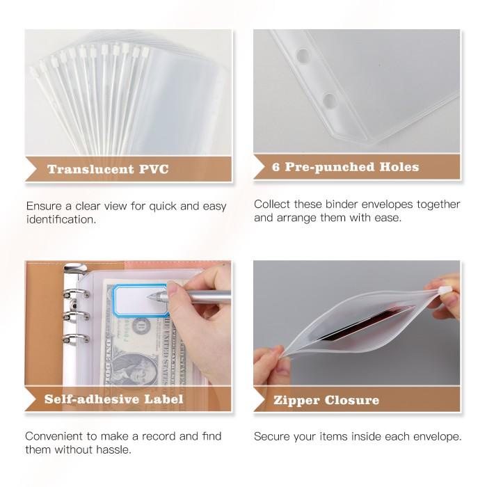 

1 Set Binder Budget Planner A6 Cash Envelope Binder Pu Leather