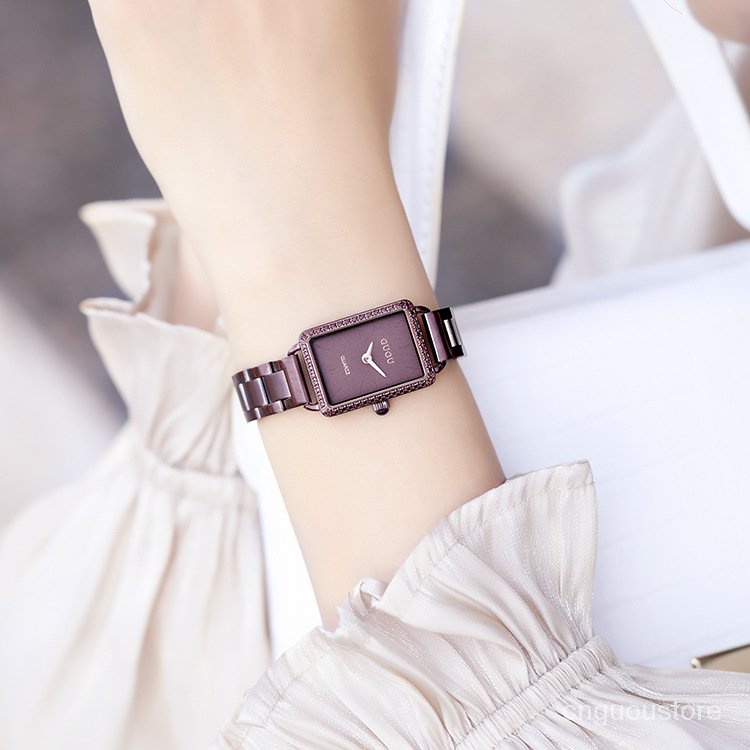 Guou Watch Women's Square Watch Simple Graceful Small Square Watch New All-Match Watch Waterproof St