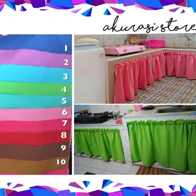 Terbaru Waterproof Gorden Kolong Dapur Polos Tirai Waterproof Anti Air