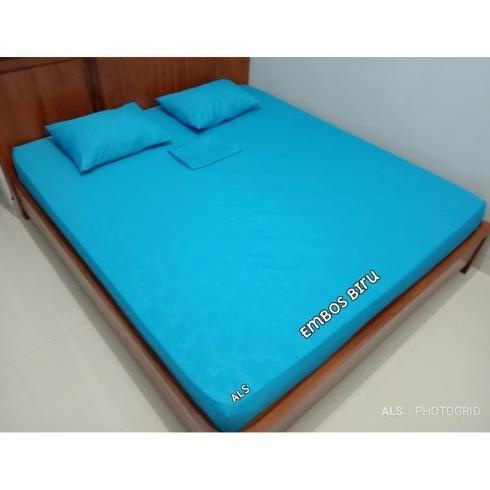 7.7 Sale Sprei Polos 120X200 160X200 180X200 Embos Abu Coklat Putih Merah Ungu - 120, Biru Muda