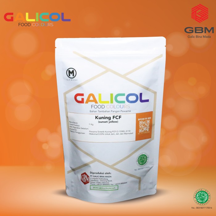 

Pewarna Makanan Kuning Fcf Merk Galicol Ci 15985 - Packaging 1Kg