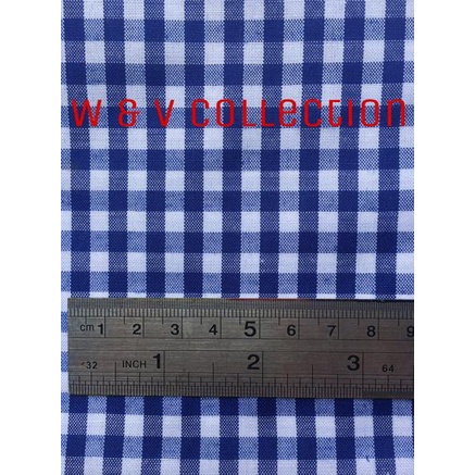 siap kirim] Kain kotak biru putih 6mm lebar 150cm