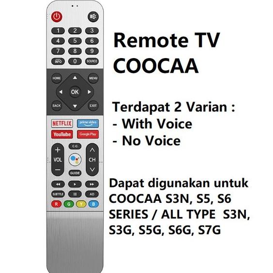 REMOT REMOT TV COOCAA LED/LCD ANDROID SMART TV BLUETOOTH