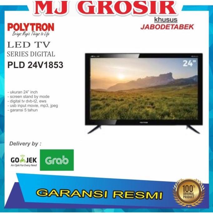 PROMO LED TV POLYTRON 24" 24V1853 24 INCH USB HD HDMI DIGITAL TV