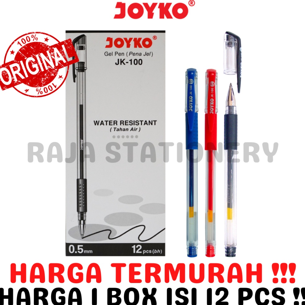 

Terlaris.. JOYKO GEL PEN JK-100 PEN BLACK BLUE RED PULPEN PENA JOYKO HITAM BIRU MERAH LUSIN [12PCS] TQK