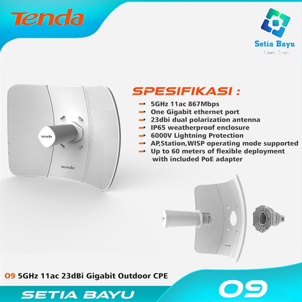 SEN891 Tenda O9 Tenda 09 5GHz 11ac 23dBi Gigabit Outdoor CPE ++