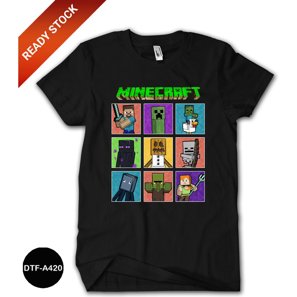 Kaos Minecraft Baju Anak Katun Combet 24s Premium #DTF-A420