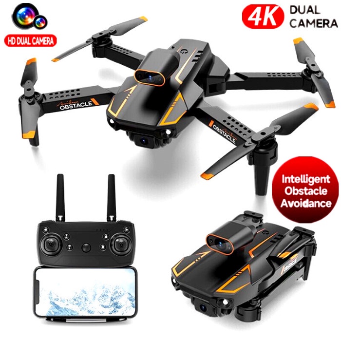 DRONE S91 4K DUAL CAMERA SENSOR ANTI TABRAK 3 ARAH ALTITUDE HOLD ORIGINAL