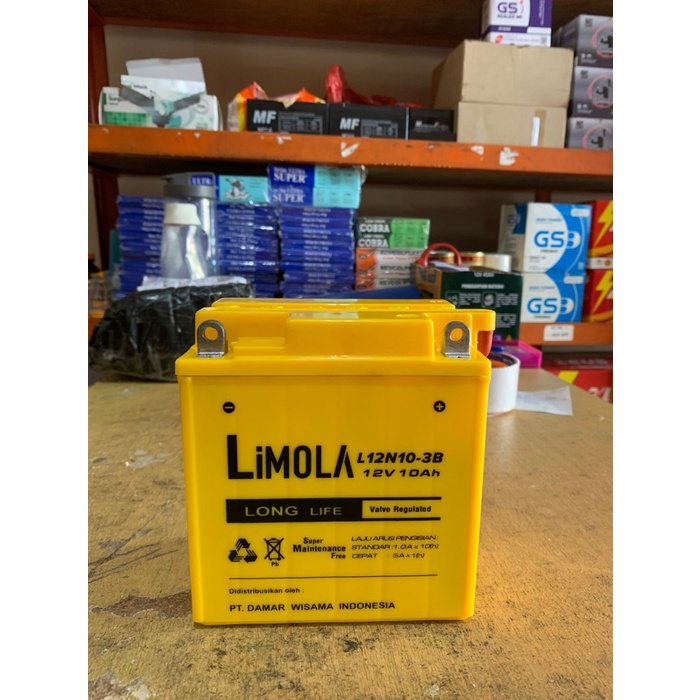 Aki / Accu Motor Limola L12N10-3B / 12N10-3B (Mercy, Binter, Genset)