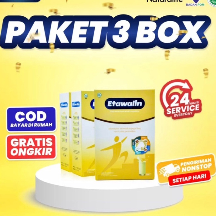 

SSKR6498☘ PAKET 3 BOX SUSU ETAWALIN - Paket Sembuh Susu Sendi Atasi Radang Sendi Nyeri Tulang Cegah Osteoporosis Osteoartritis Pengeroposan Tulang Susu Kambing Etawa Kesehatan Susu Bubuk Murni Original Ettawa 100% Ori Susu Asam Urat Etawalin Platinum ��