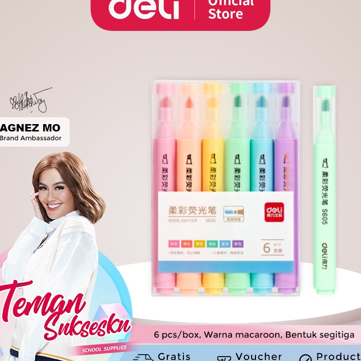 

SGXV2920㊌ Deli Pen Highlighter Macaroon 6 Warna S605 ㊒