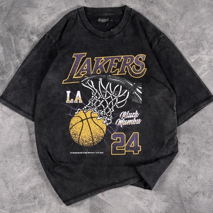 Murah {Oversize} REAL COTTON COMBED KAOS WASH / Oversized Distro Motif LAKERS 24 Big Sale