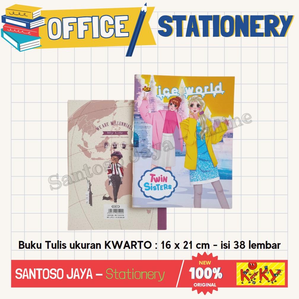 

8.8 Buku Tulis Kwarto Kiky 38 Lembar Warna - Polos 16X21 Cm Pak - 10 Buku Grosir !!