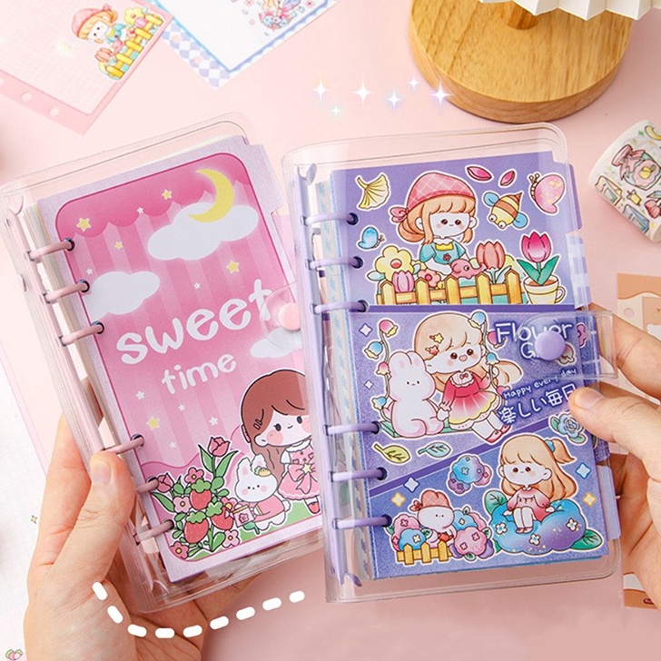 

➙Grosir↑ BKN0N Buku binder A6 aesthetic Buku tulis karakter lucu Spiral notebook loose-leaf cute korea Buku catatan diary DIY Daily planner scrapbook jurnal motif kartun imut J51 Promo