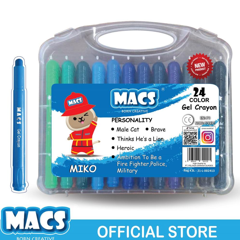 

8.8 Macs 24 Colors Gel Crayon Warna Grosir !!
