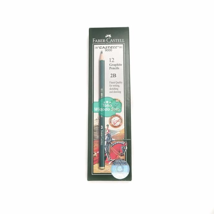 

langsung order saja] Pensil 2B Faber Castell 9000 Hitam Ujian Kayu Serut 2B Isi 12