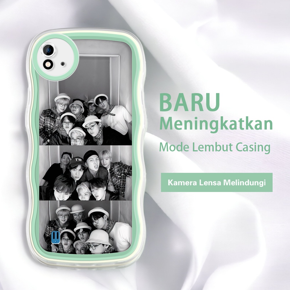 Realme C20 C20A C11 C15 C17 C20A C2 C1 2021 INS BTS BT21 Foto hitam dan putih Cool Kor Kesing case h