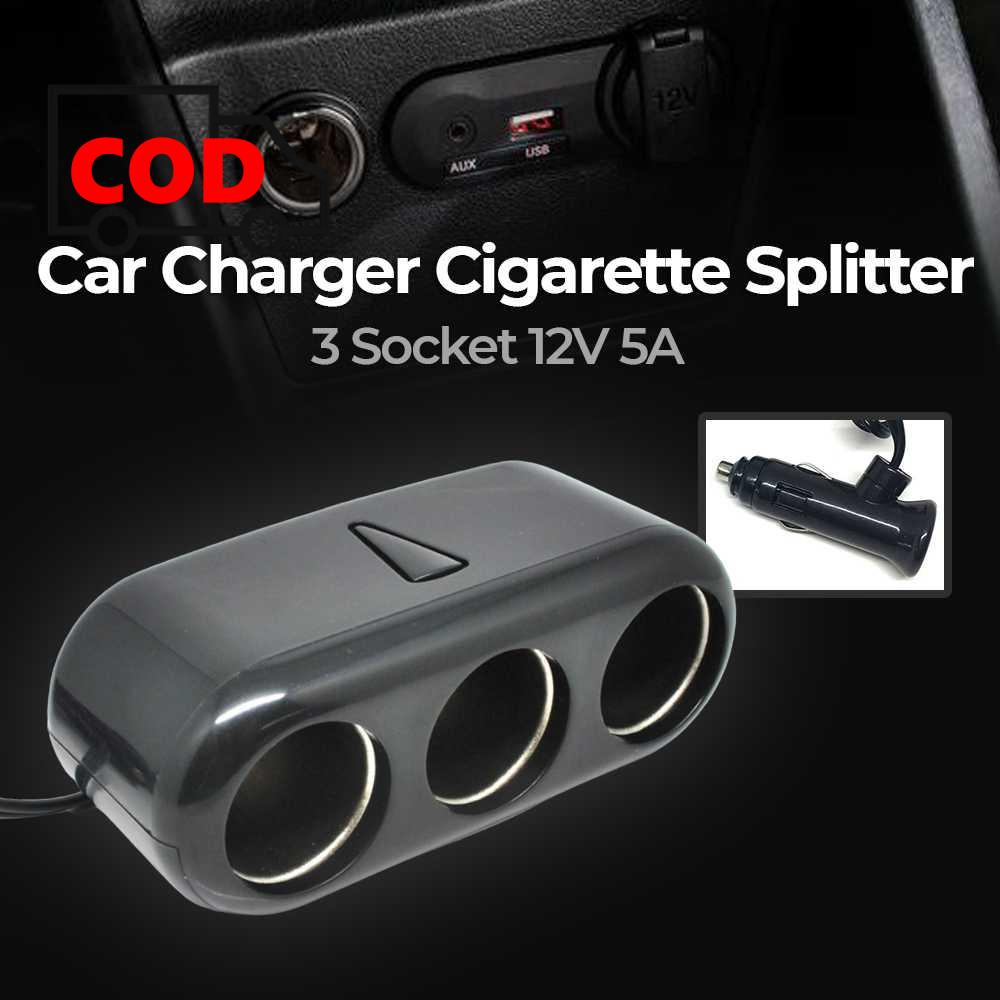 Splitter Socket Charger Hp Mobil 3 Port 12V 5A Casan Handphone Smartphone Gadget Praktis