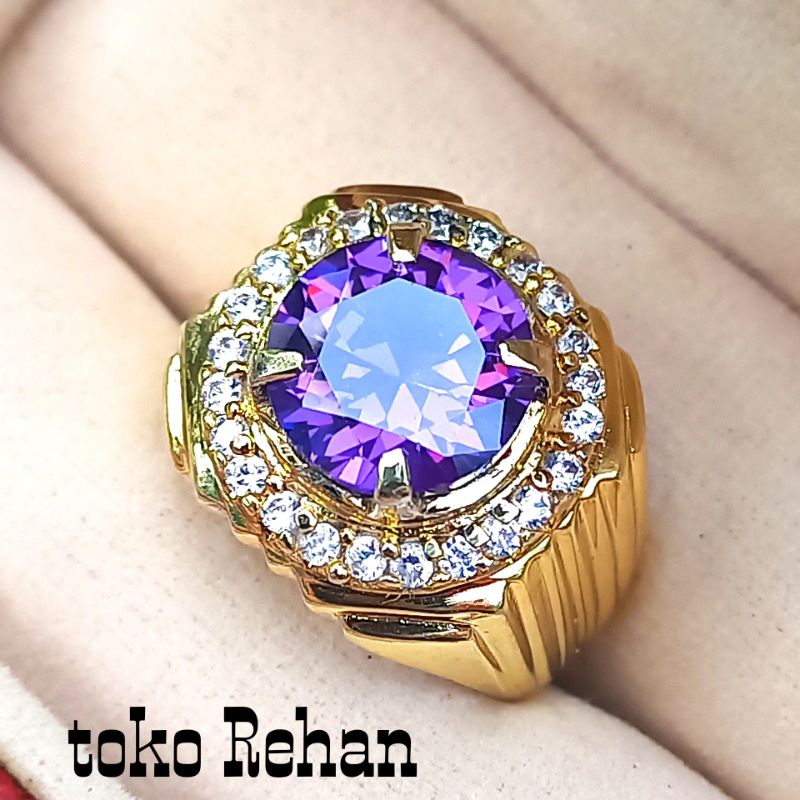 CINCIN BATU KECUBUNG UNGU ASLI MEWAH