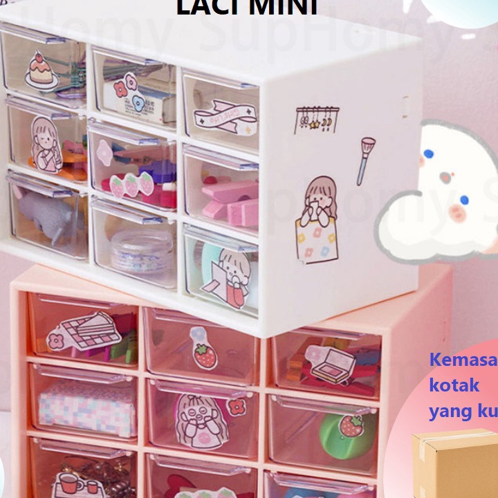 ✽Kirim Langsung❂➭ SDJ88 9 Laci Mini Rak Mini Kotak Aksesoris Kotak Laci Mini Container rak kecil aes