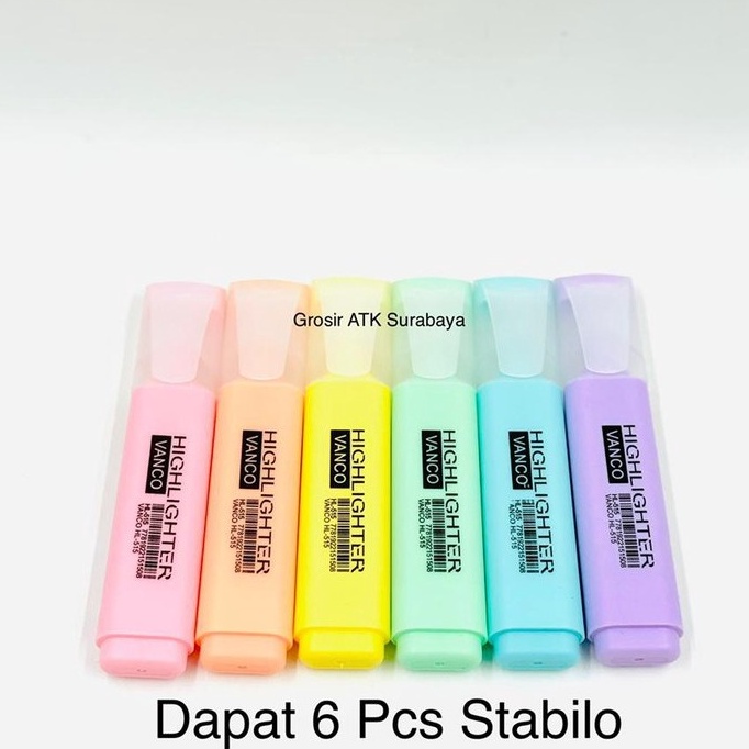 

➶Pasti Murah✣ S0ESC ( Dapat 6 Pcs ) Stabilo Highlighter Set Vanco Warna Pastel HL-515 E97 ☈Ready