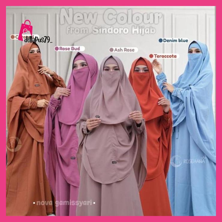 Gamis Syari terbaru set khimar dan set cadar Syar'i ukuran jumbo hitam dellapus79_