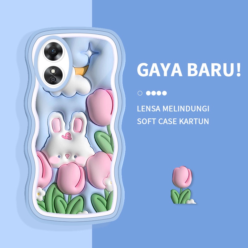 Casing Ponsel untuk OPPO A17K A1K A31 A33 2020 A32 A35 A36 A37F A39 Case Kartun Lucu Beruntung Berwa