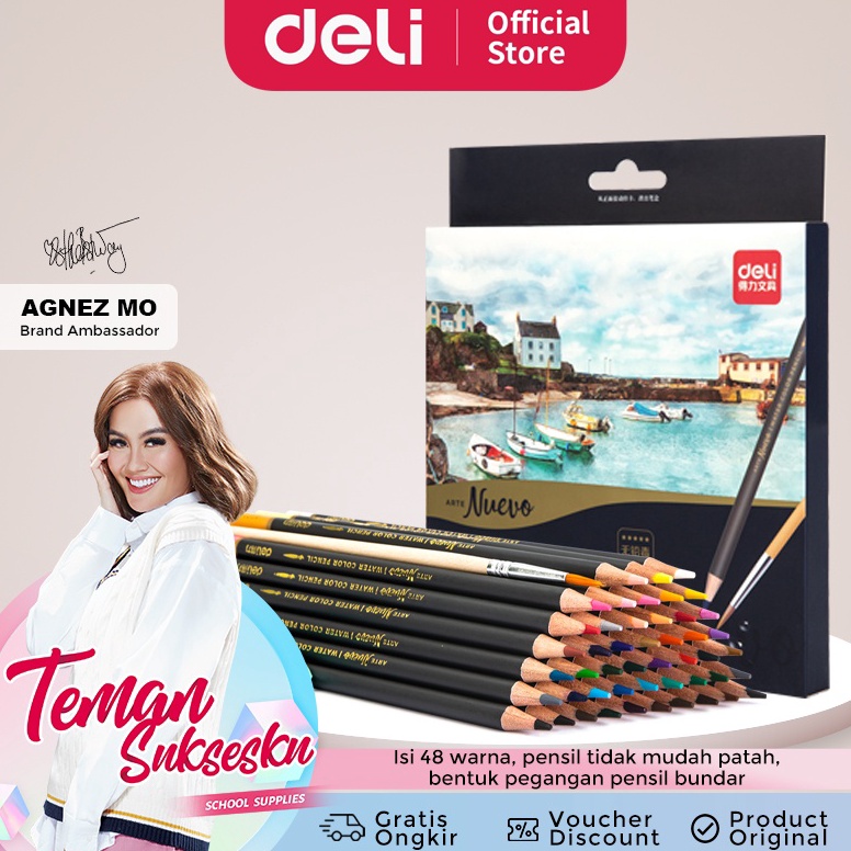 

[LCZ] Deli pensil warna 24/36/48C watercolor dengan kuas non-toxic, dapat dicuci dan teknologi hybrid 65X0 Terlaku.! ̿ ̿̿: