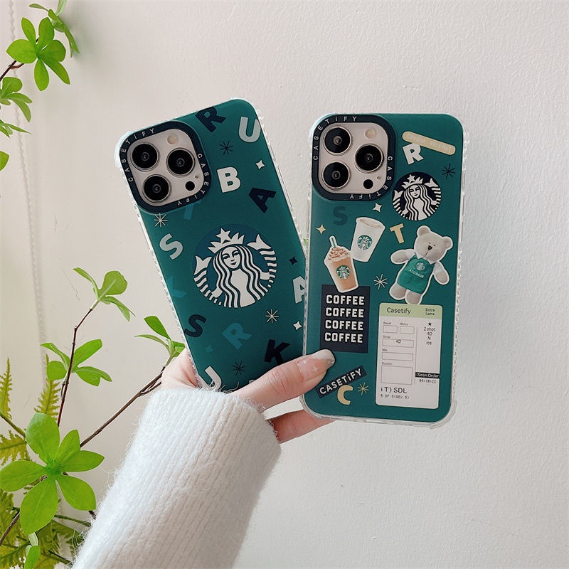 ┇☊♣Starbucks anti-drop soft case for iphone 14 13 12 11 pro max casing