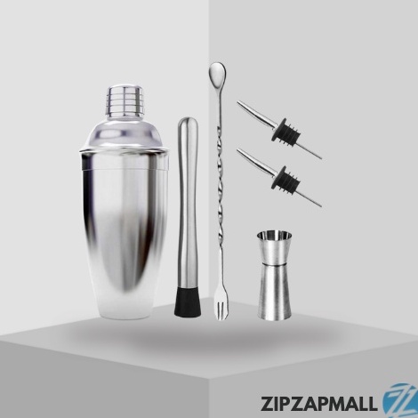 Extra promo 6in1 Bartender Bar Cocktail Stainless Steel 550ml / Botol Pengocok Minuman Milkshake Pop