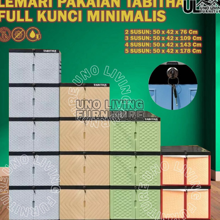 '0Cf LEMARI PAKAIAN PLASTIK FULL KUNCI LEMARI TABITHA PENGUNCIAN TABITHA LEMARI PAKAIAN LEMARI PLAST