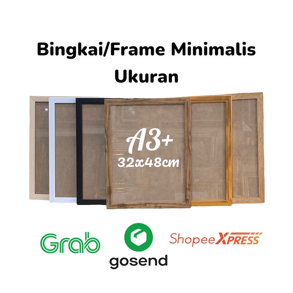 Termurah.. BINGKAI FOTO A3+ 32x48cm/ PIGURA A3+/ FRAME FOTO A3+ MINIMALIS PUTIH HITAM/ HIASAN DINDIN