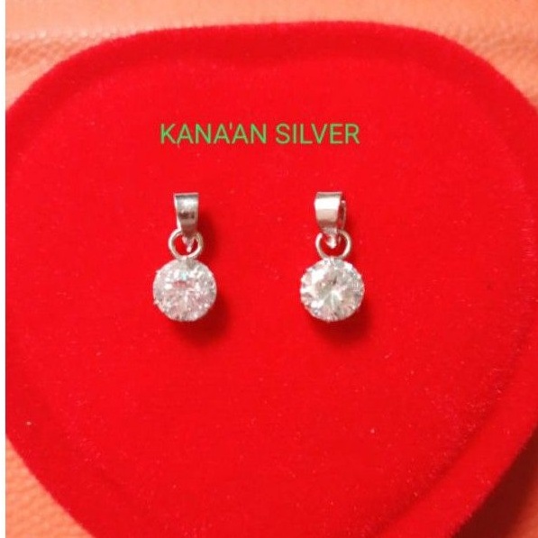 trxf4F9r Liontin desy/buah kalung 1gram mata diamond kilau perak asli 925/silver lapisan emas putih 