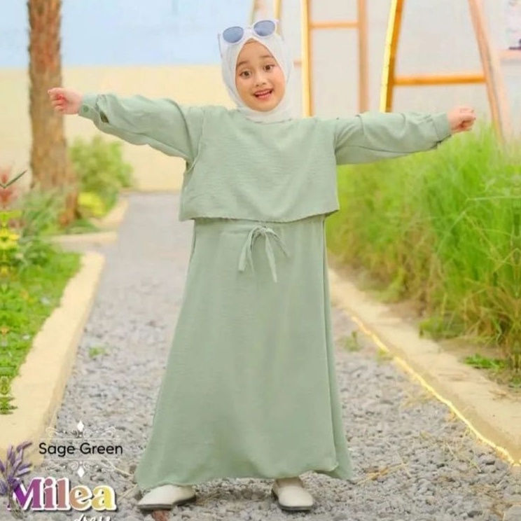 Terlaris☍ 0K6WU MILEA GAMIS ANAK  MUSLIM CRINCLE AIRFLOW C99 Best Seller