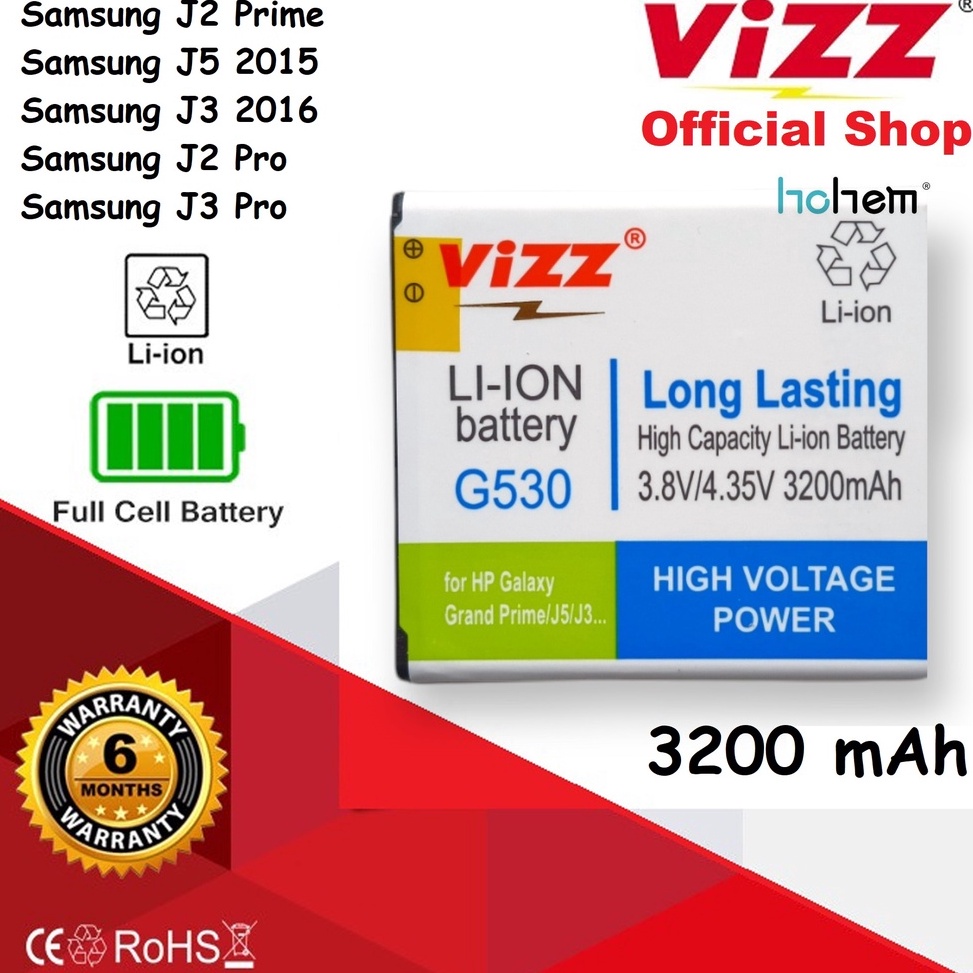 Paling Diminati.. Baterai Vizz Double Power Original Samsung Galaxy Grand Prime J2 Prime J5 2015 A2 