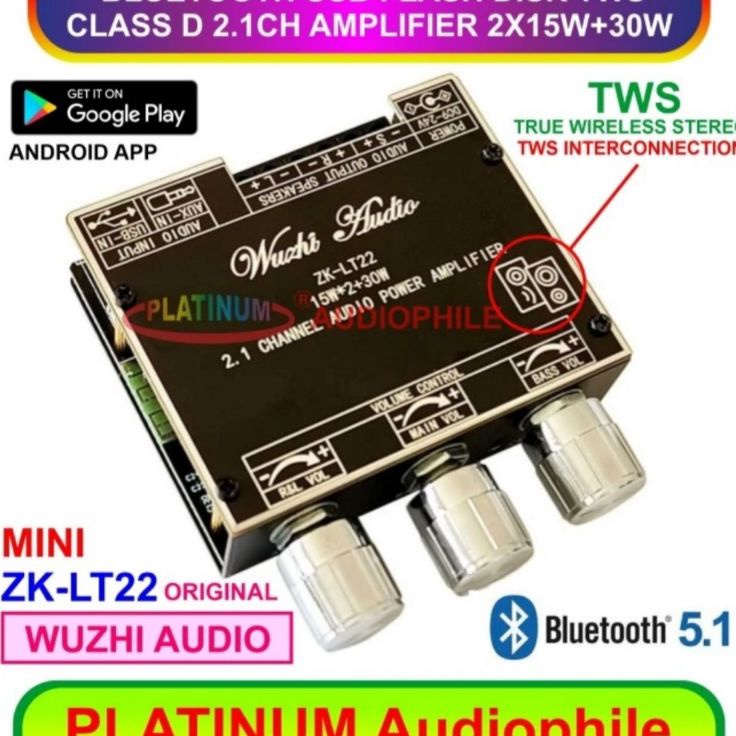Lbb Bluetooth 5.1 Amplifier Class D 2.1 CH Class D Amplifier ZK-LT22 ➤ ✱