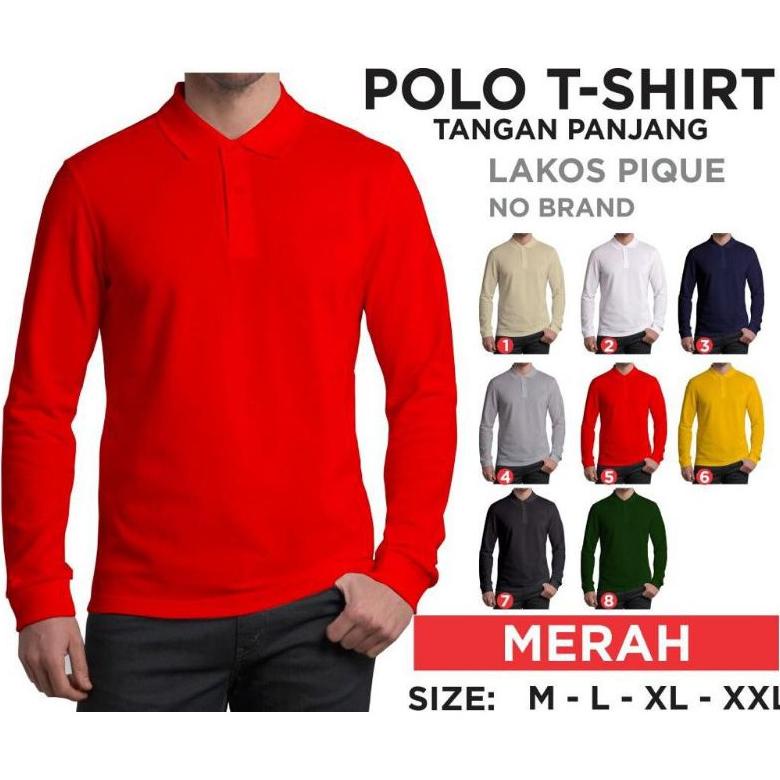 Best - Noveli wear - Kaos kerah pria polo shirt lengan panjang | kaos polos pria seragam kerah polos