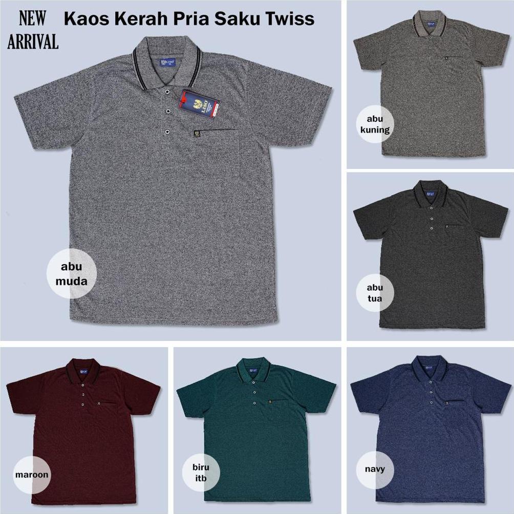 Bisa Cod Liso wear - Kaos kerah pria jumbo polos saku dewasa | kaos polo korea twis t shirt ,.