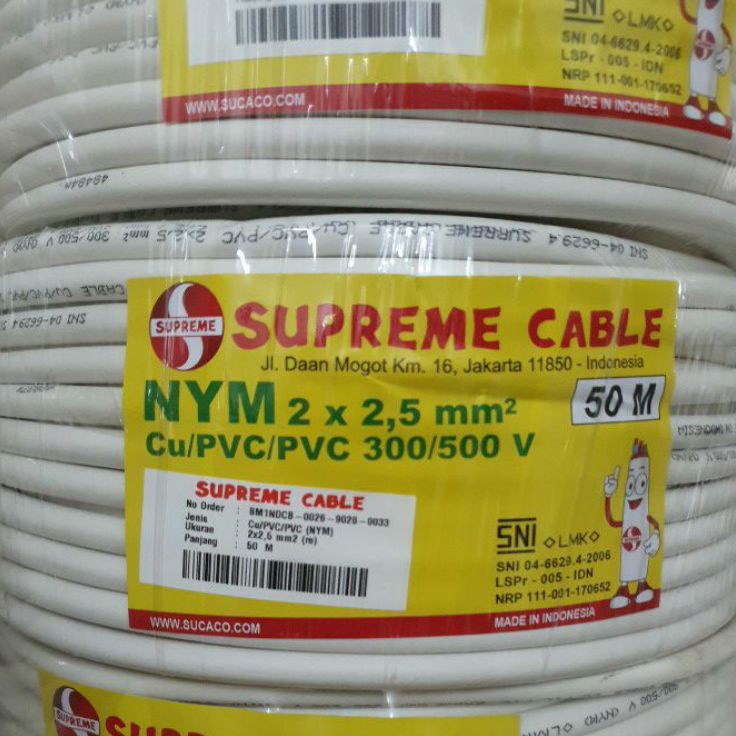｀ KABEL NYM 2X2,5 SUPREME KAWAT LIDI BATANG KULIT PUTIH ECERAN j Special Edition ★.