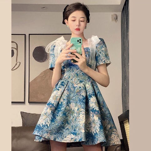 HARGA TERMURAH. Baby Blue Barbie Doll Mini Dress - Dress Casual Kasual / Dress Import Impor / Gaun P