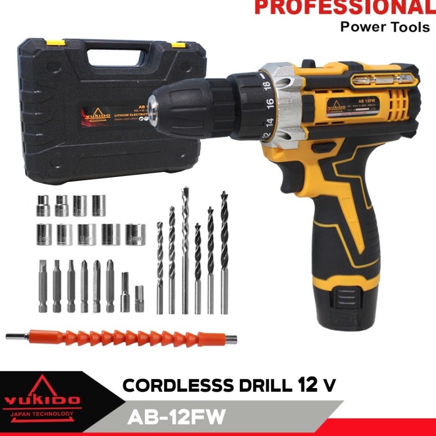 Ready!.. YUKIDO 36V 12V MESIN BOR CAS 10 MM CORDLESS DRILL 2 BATERAI /JLD BOR 12V ONLY - V2 02FEB