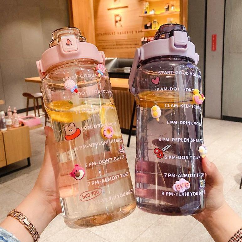 Terlaris Botol Minum Viral 2 Liter Bening Free Stiker Bottle Air Plastik Tempat 2L Murah Transparan 