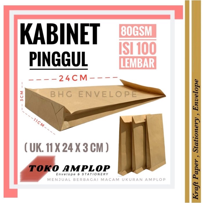

Terlaris Amplop Coklat Kabinet Pinggul 11X24Cm Isi 100Lbr