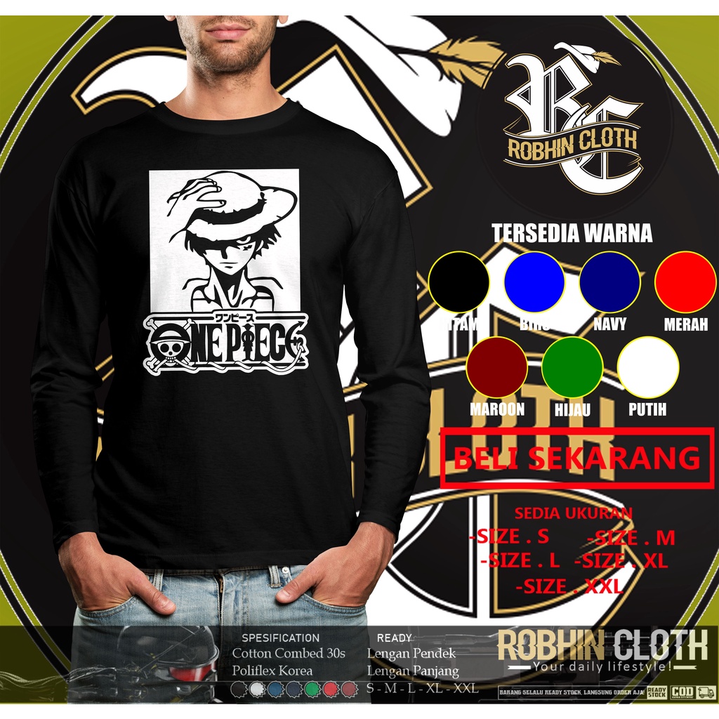Kaos Luffy One Piece Lengan Panjang Baju Anime