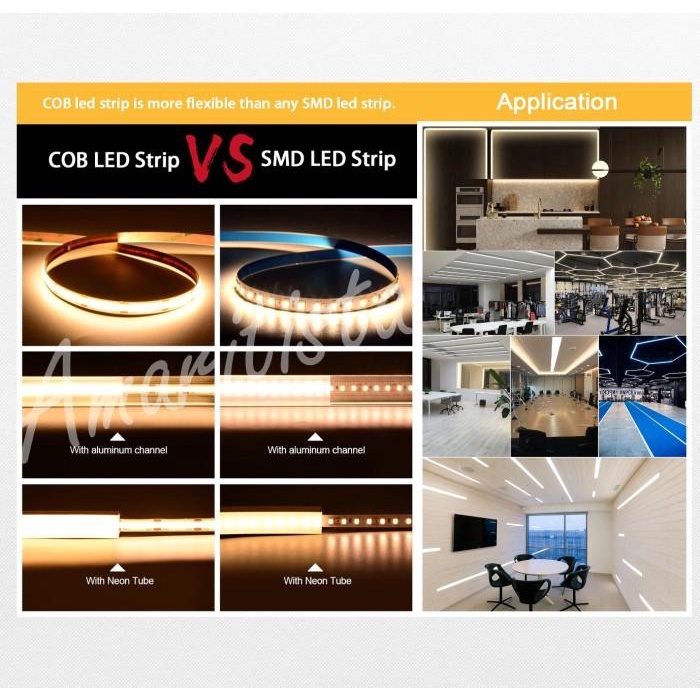 Lampu Led Strip Cob Dc12V 1500Led Per 5Meter Strip Light Cob Ip33